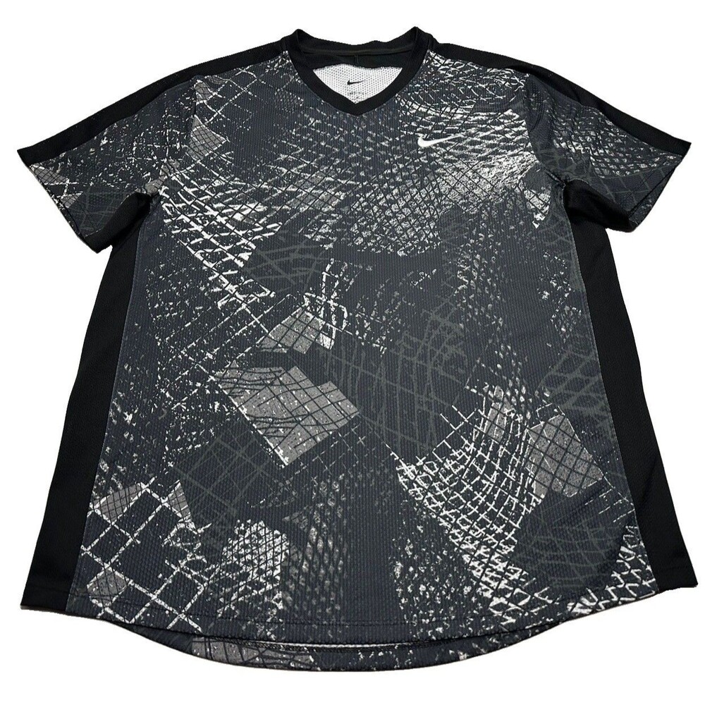 Men's NikeCourt Dri-Fit Victory Tennis Shirt Size Medium Black White DV8841-010